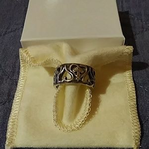 BSD Sterling Silver Heart & Cross Band